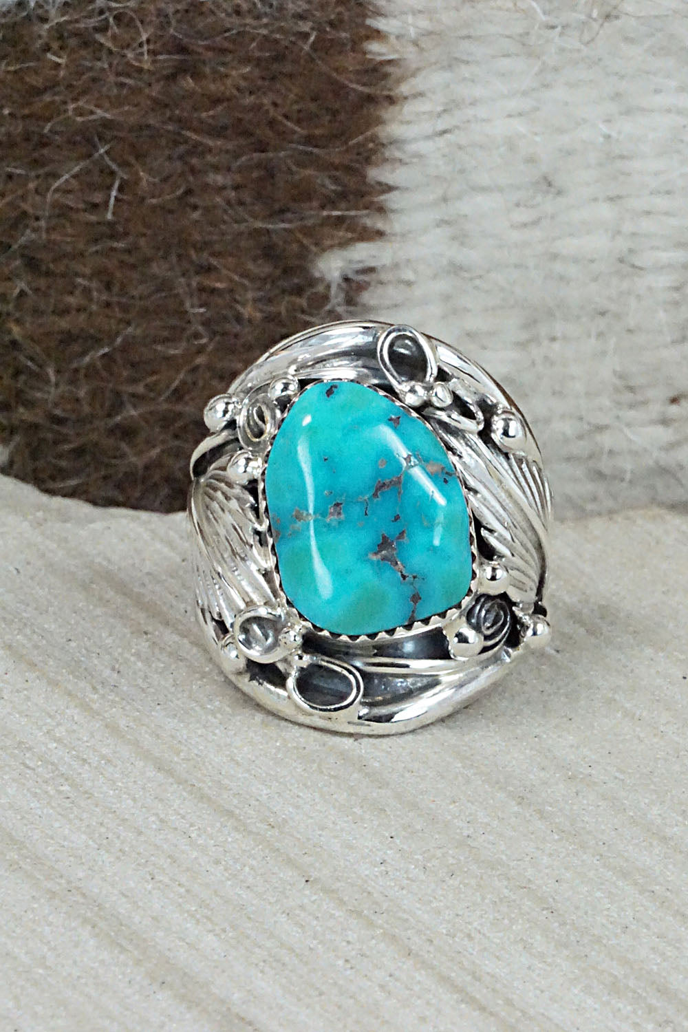 Turquoise & Sterling Silver Ring - Jeannette Saunders - Size 10