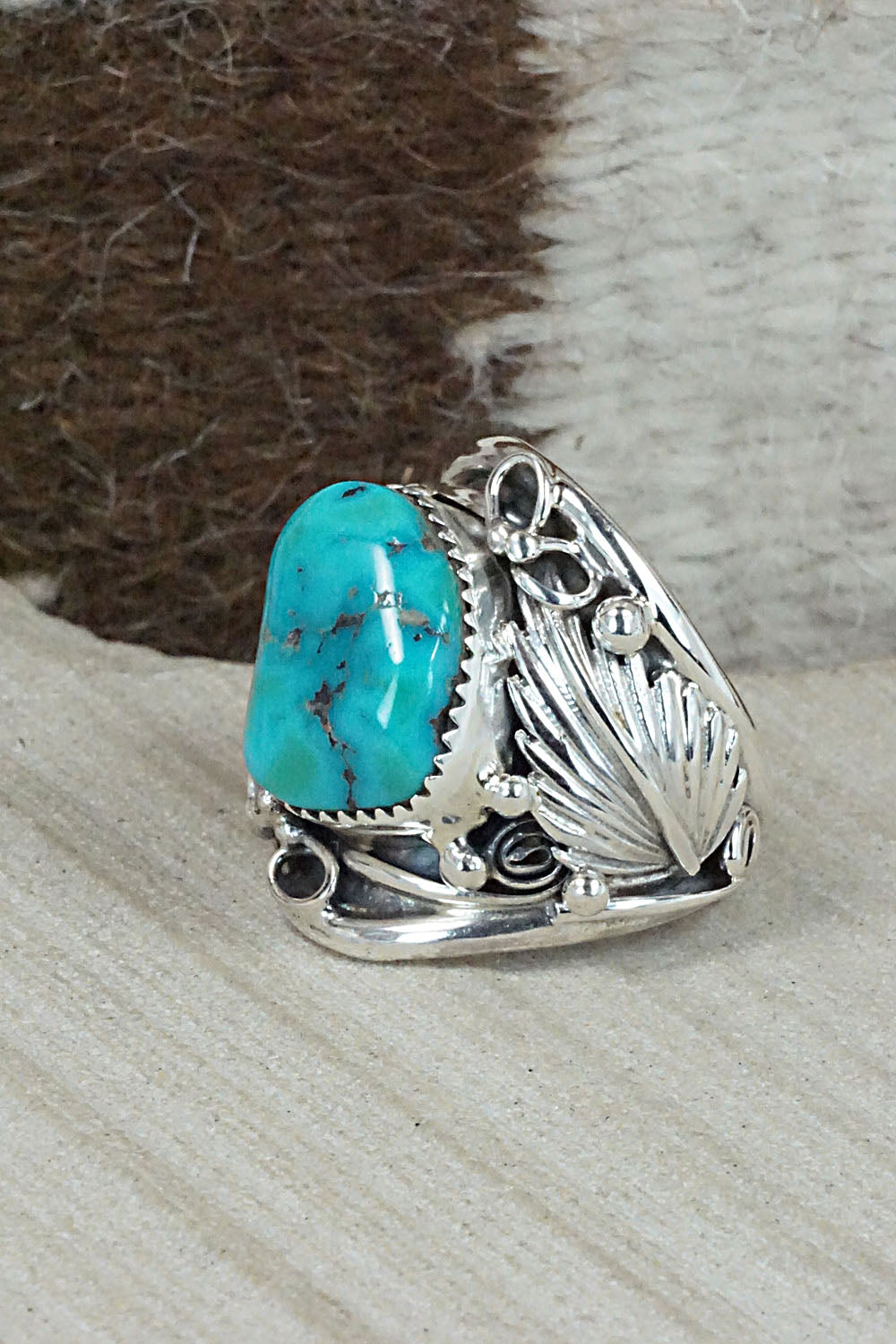 Turquoise & Sterling Silver Ring - Jeannette Saunders - Size 10