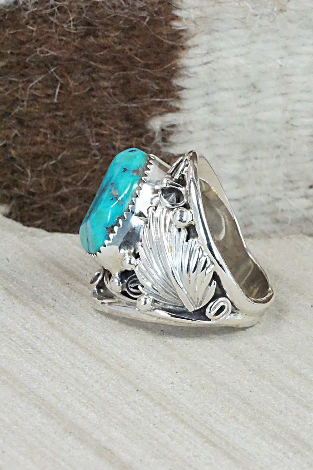 Turquoise & Sterling Silver Ring - Jeannette Saunders - Size 10