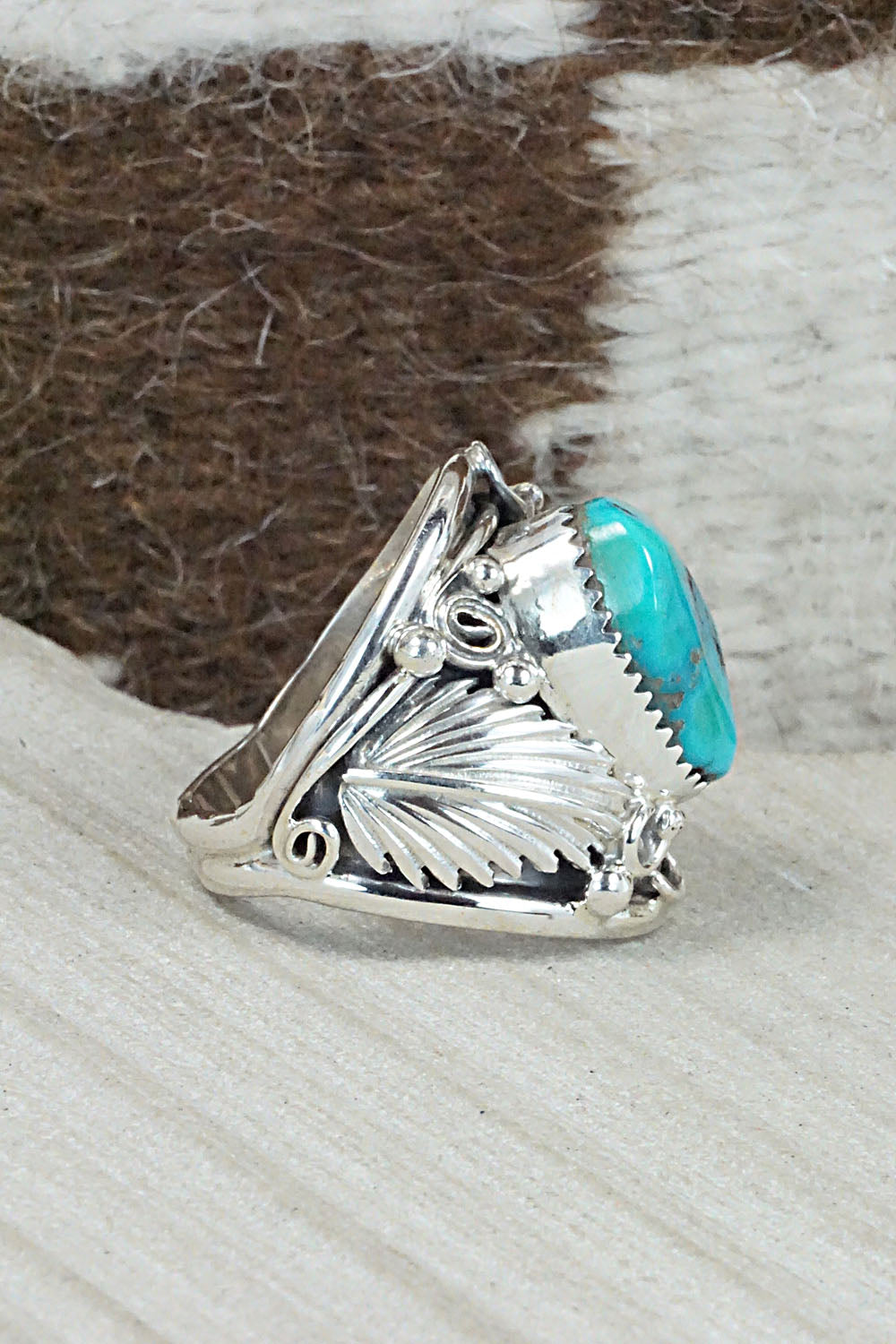 Turquoise & Sterling Silver Ring - Jeannette Saunders - Size 10