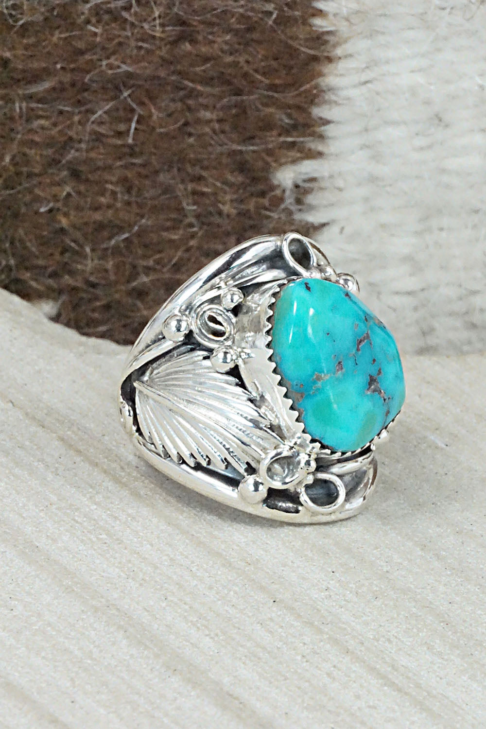 Turquoise & Sterling Silver Ring - Jeannette Saunders - Size 10