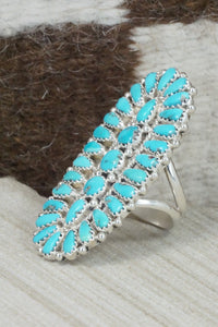 Turquoise and Sterling Silver Ring - Justin Wilson Jr - Size 9.5