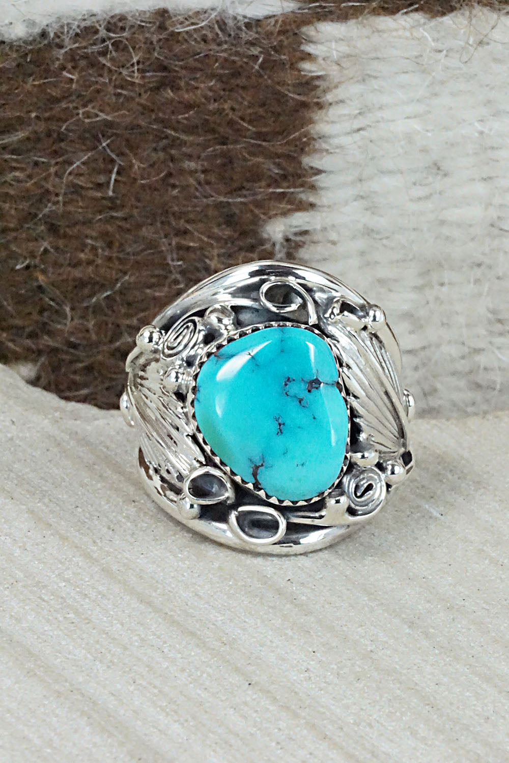 Turquoise & Sterling Silver Ring - Jeannette Saunders - Size 11.5