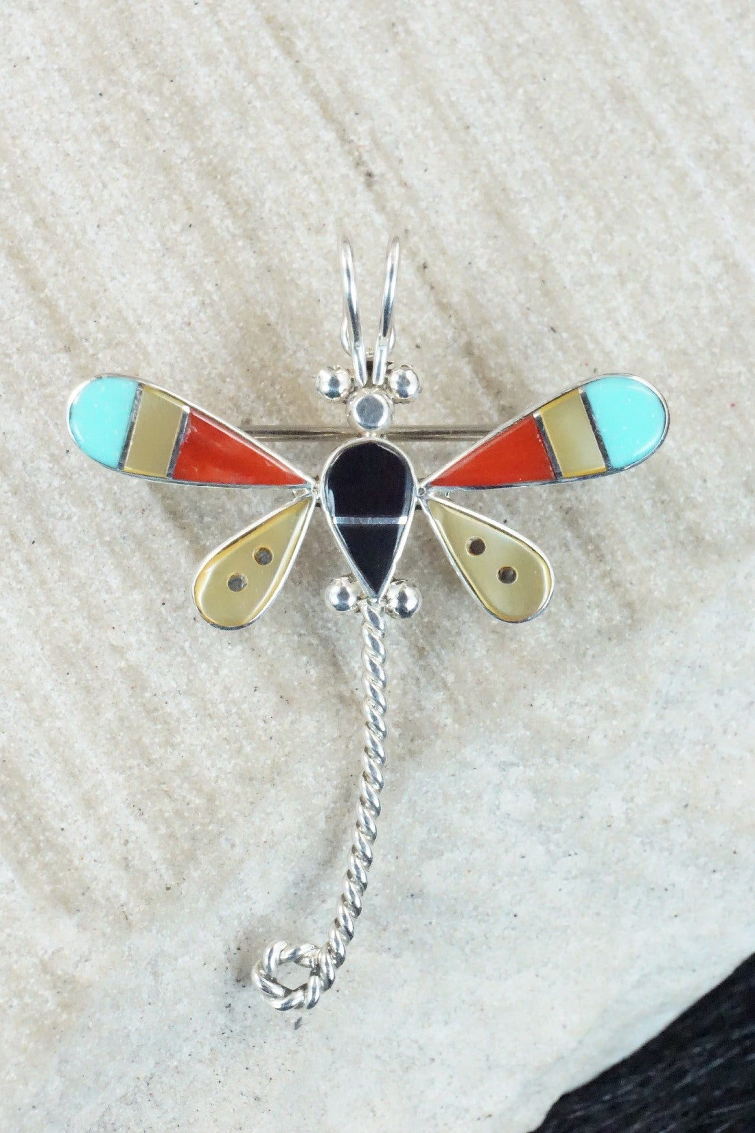 Multi Stone and Sterling Silver Pendant & Pin - Lyndon Ahiyite