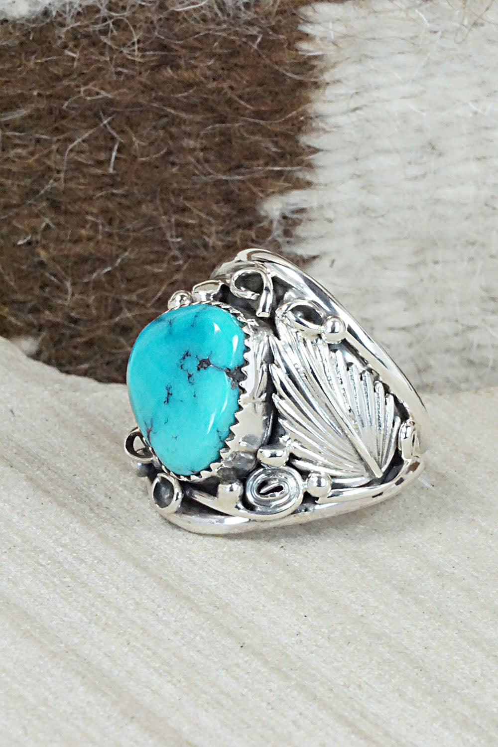 Turquoise & Sterling Silver Ring - Jeannette Saunders - Size 11.5