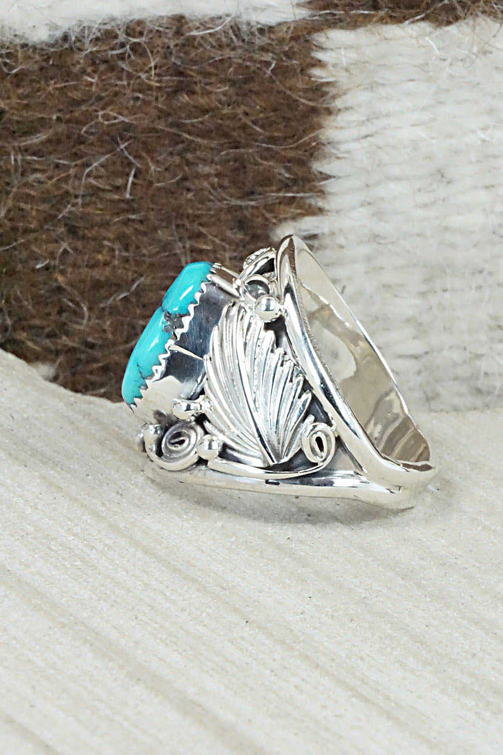 Turquoise & Sterling Silver Ring - Jeannette Saunders - Size 11.5