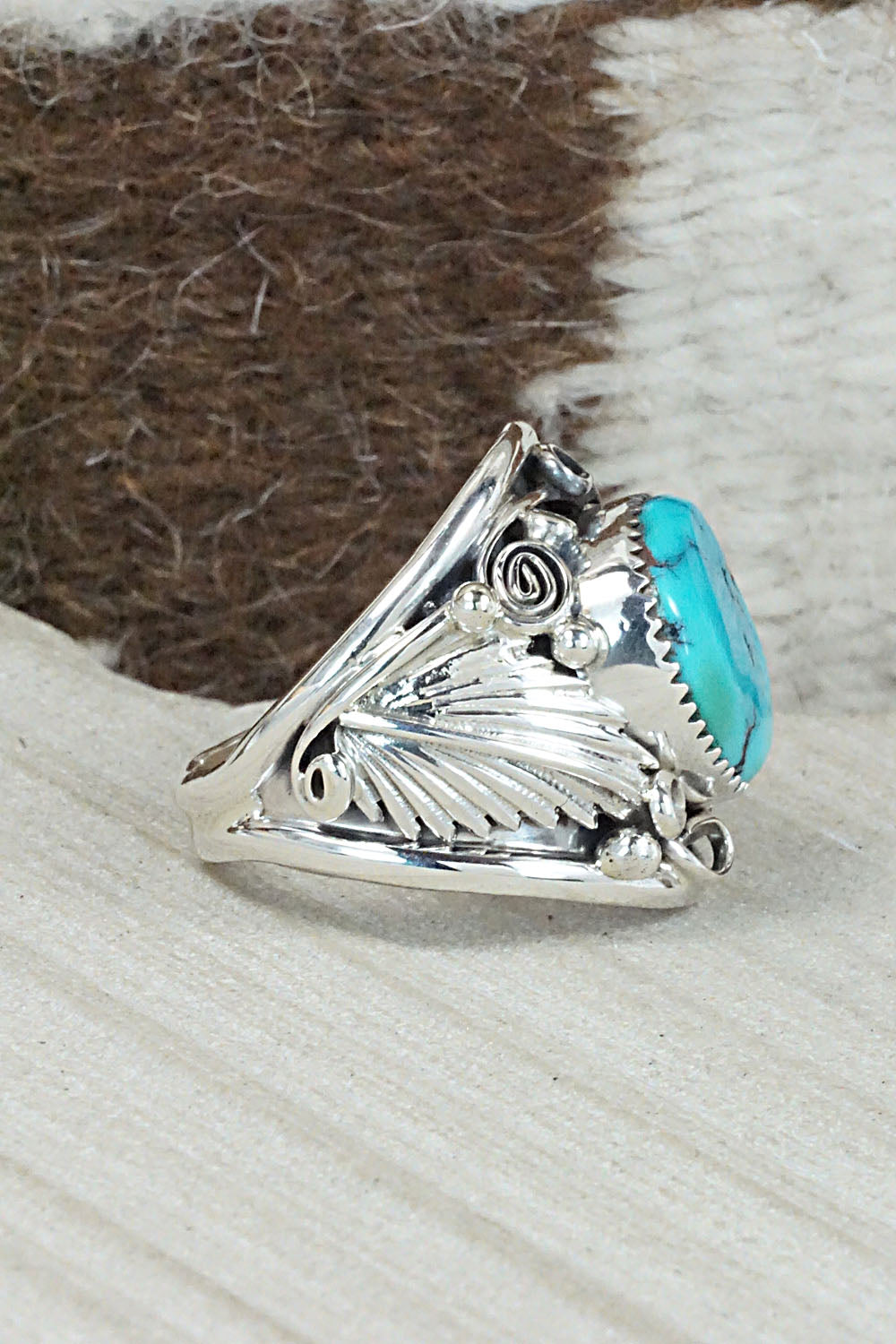Turquoise & Sterling Silver Ring - Jeannette Saunders - Size 11.5