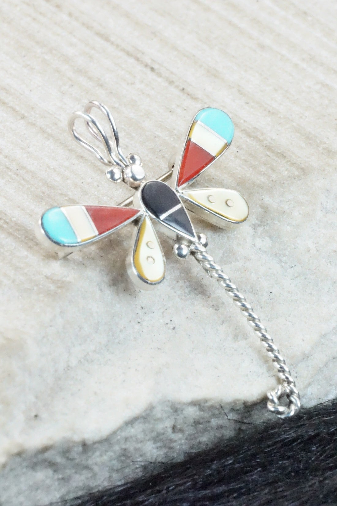 Multi Stone and Sterling Silver Pendant & Pin - Lyndon Ahiyite
