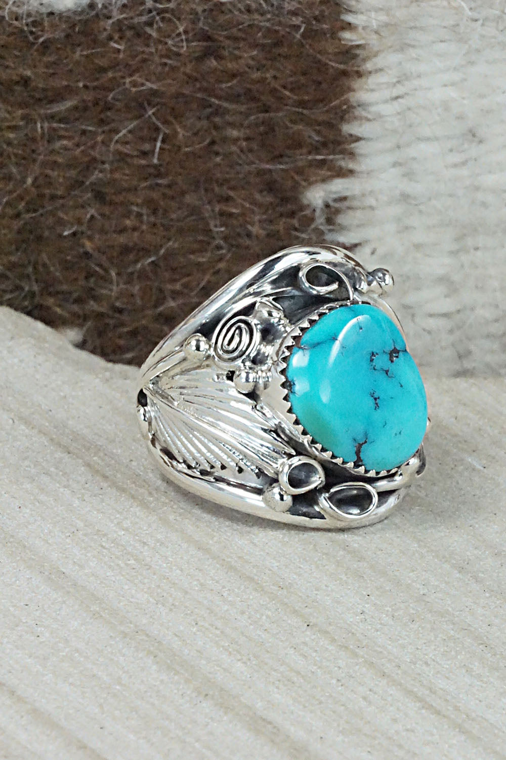 Turquoise & Sterling Silver Ring - Jeannette Saunders - Size 11.5