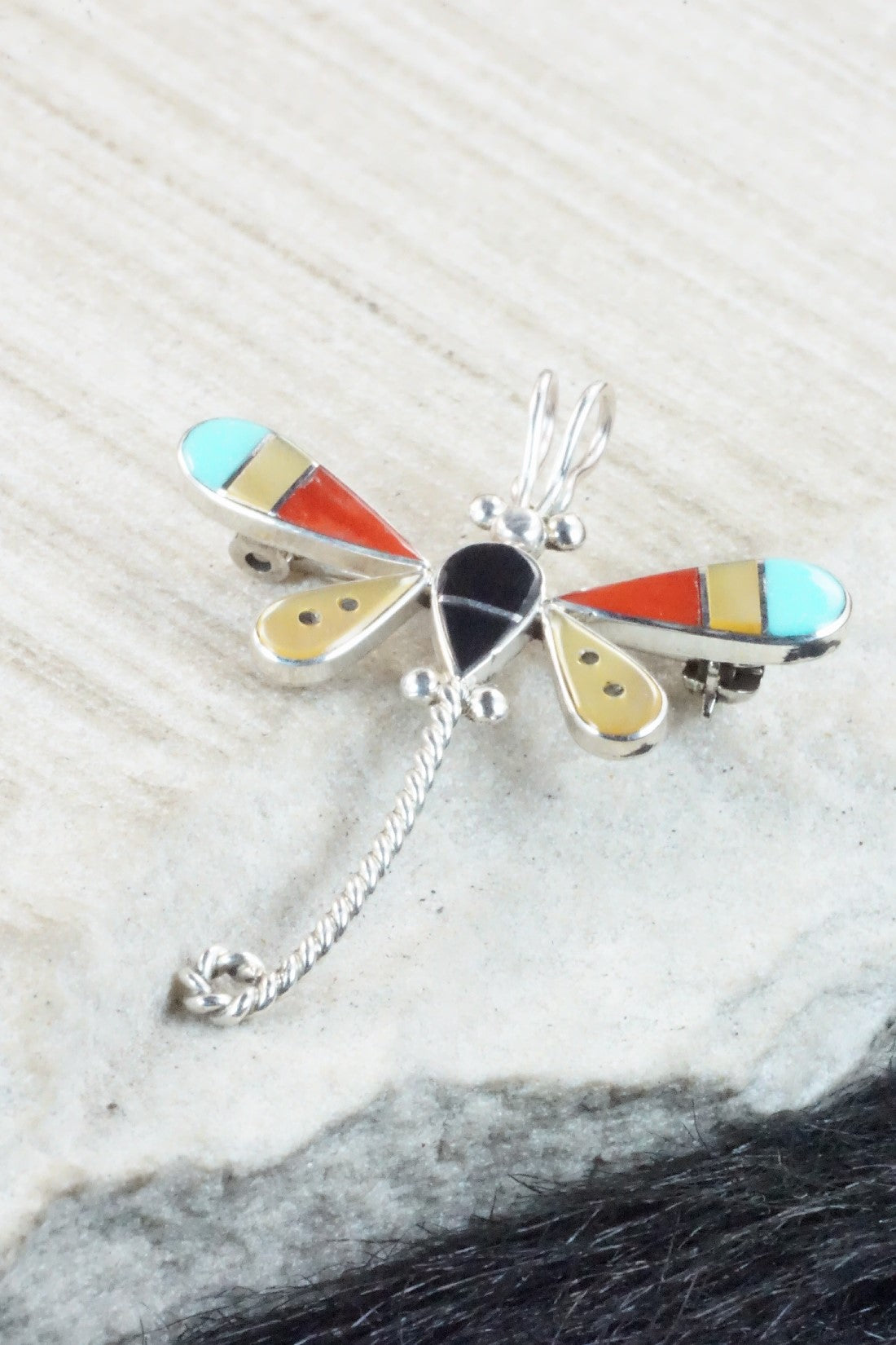 Multi Stone and Sterling Silver Pendant & Pin - Lyndon Ahiyite