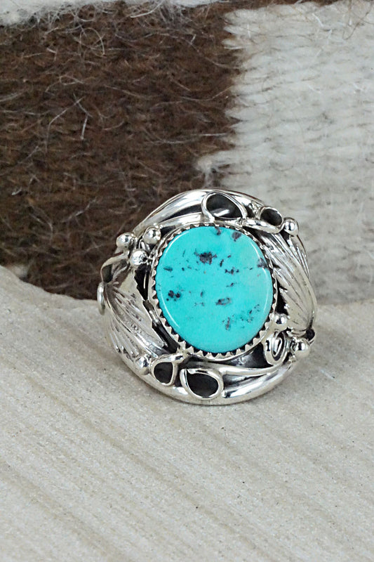 Turquoise & Sterling Silver Ring - Jeannette Saunders - Size 11.5