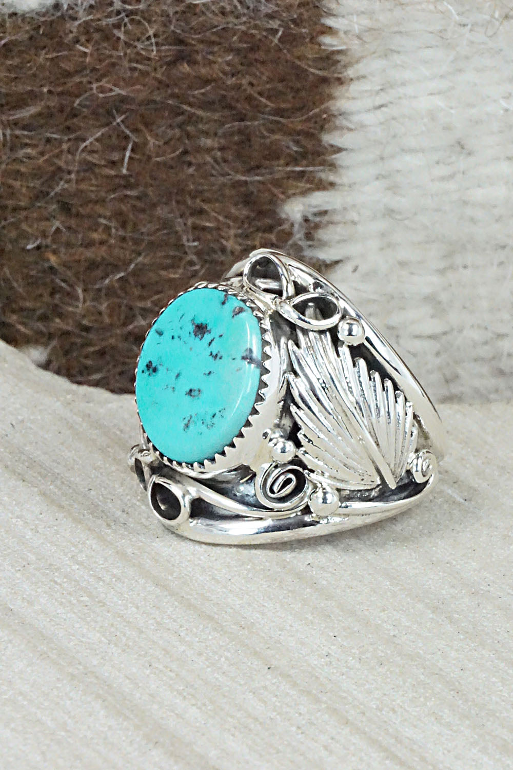 Turquoise & Sterling Silver Ring - Jeannette Saunders - Size 11.5