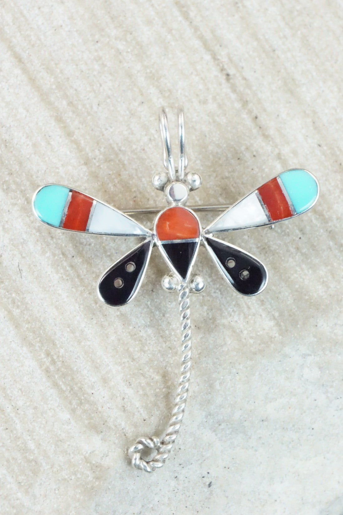 Multi Stone and Sterling Silver Pendant & Pin - Lyndon Ahiyite