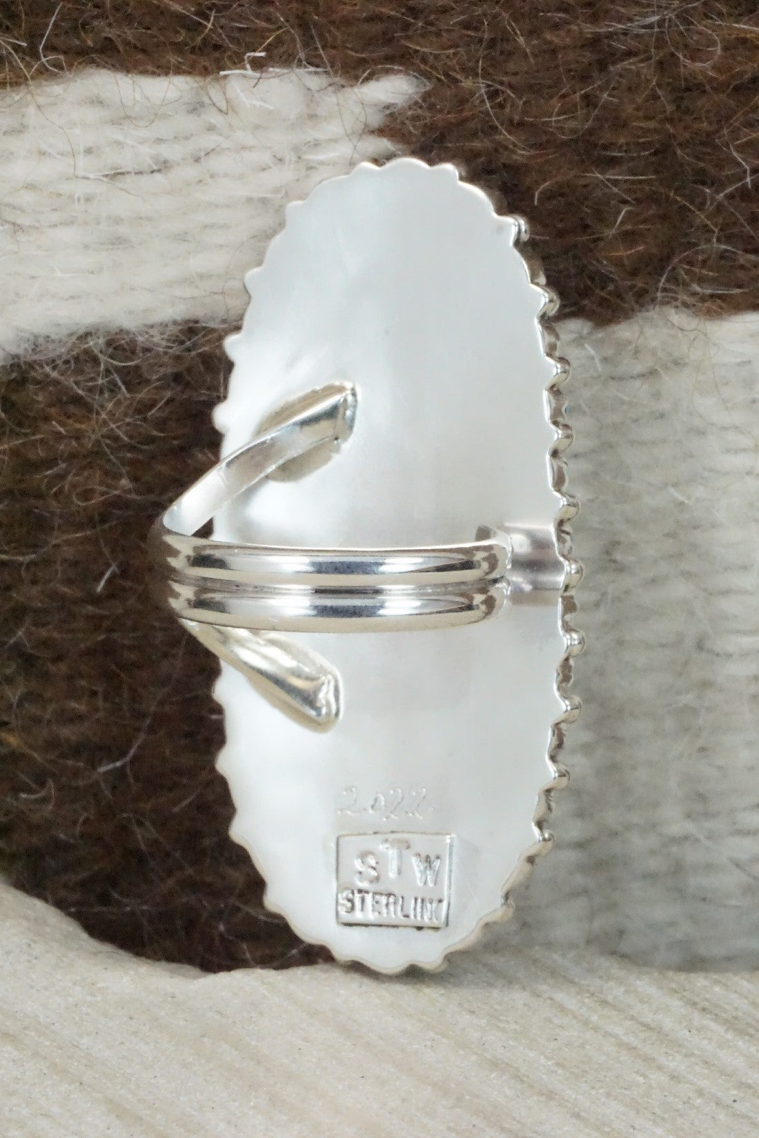 Turquoise and Sterling Silver Ring - Justin Wilson Jr - Size 8.5