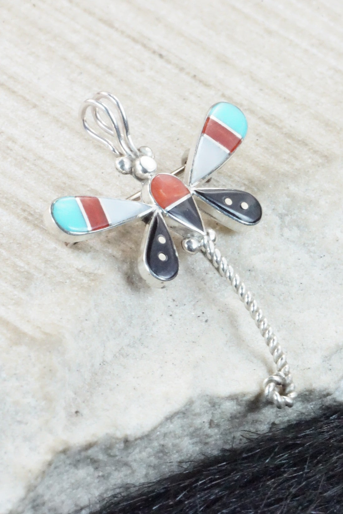 Multi Stone and Sterling Silver Pendant & Pin - Lyndon Ahiyite