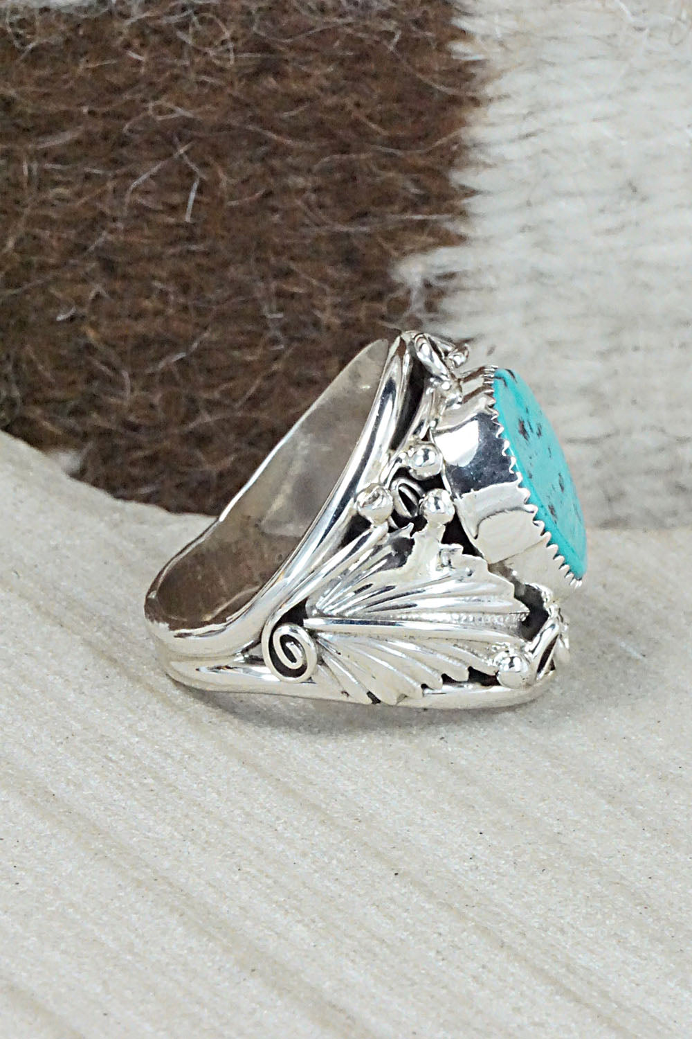 Turquoise & Sterling Silver Ring - Jeannette Saunders - Size 11.5