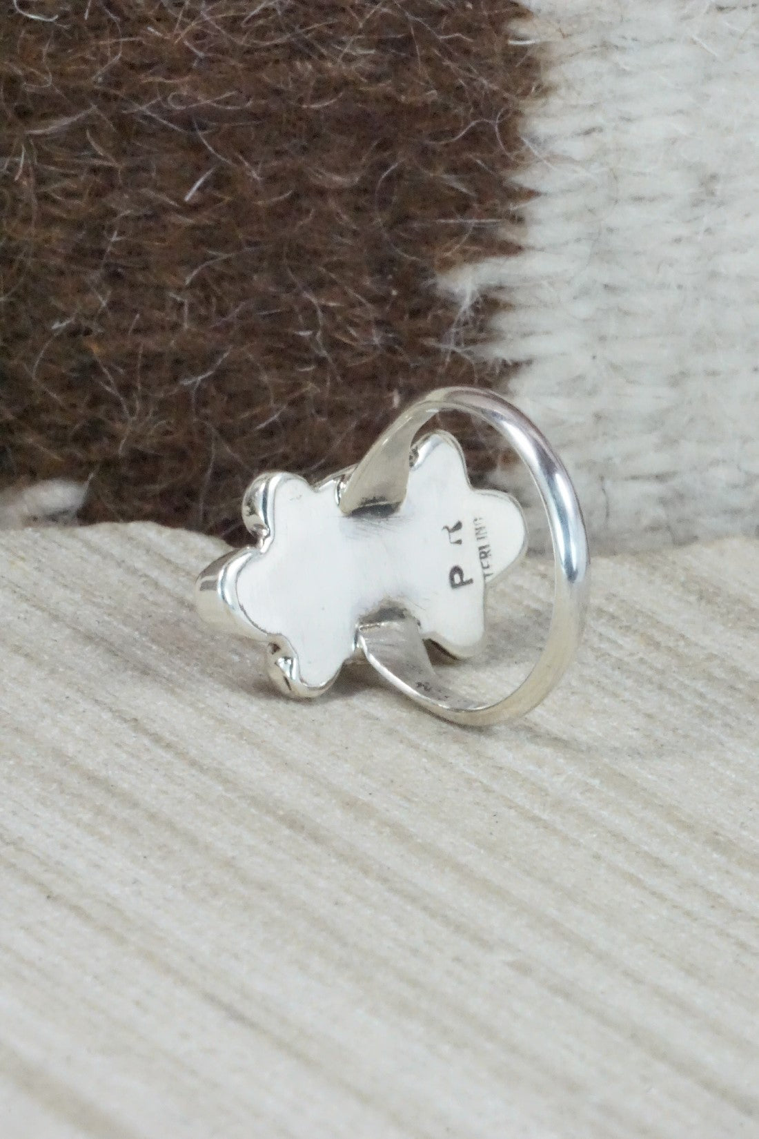 Coral & Sterling Silver Ring - Priscilla Reeder - Size 6.75
