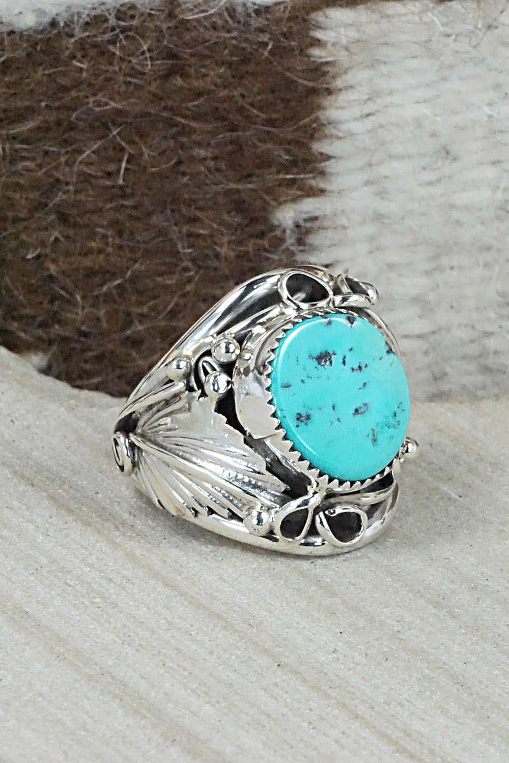 Turquoise & Sterling Silver Ring - Jeannette Saunders - Size 11.5