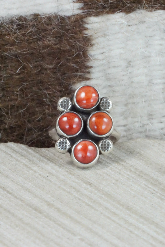 Spiny Oyster & Sterling Silver Ring - Priscilla Reeder - Size 8