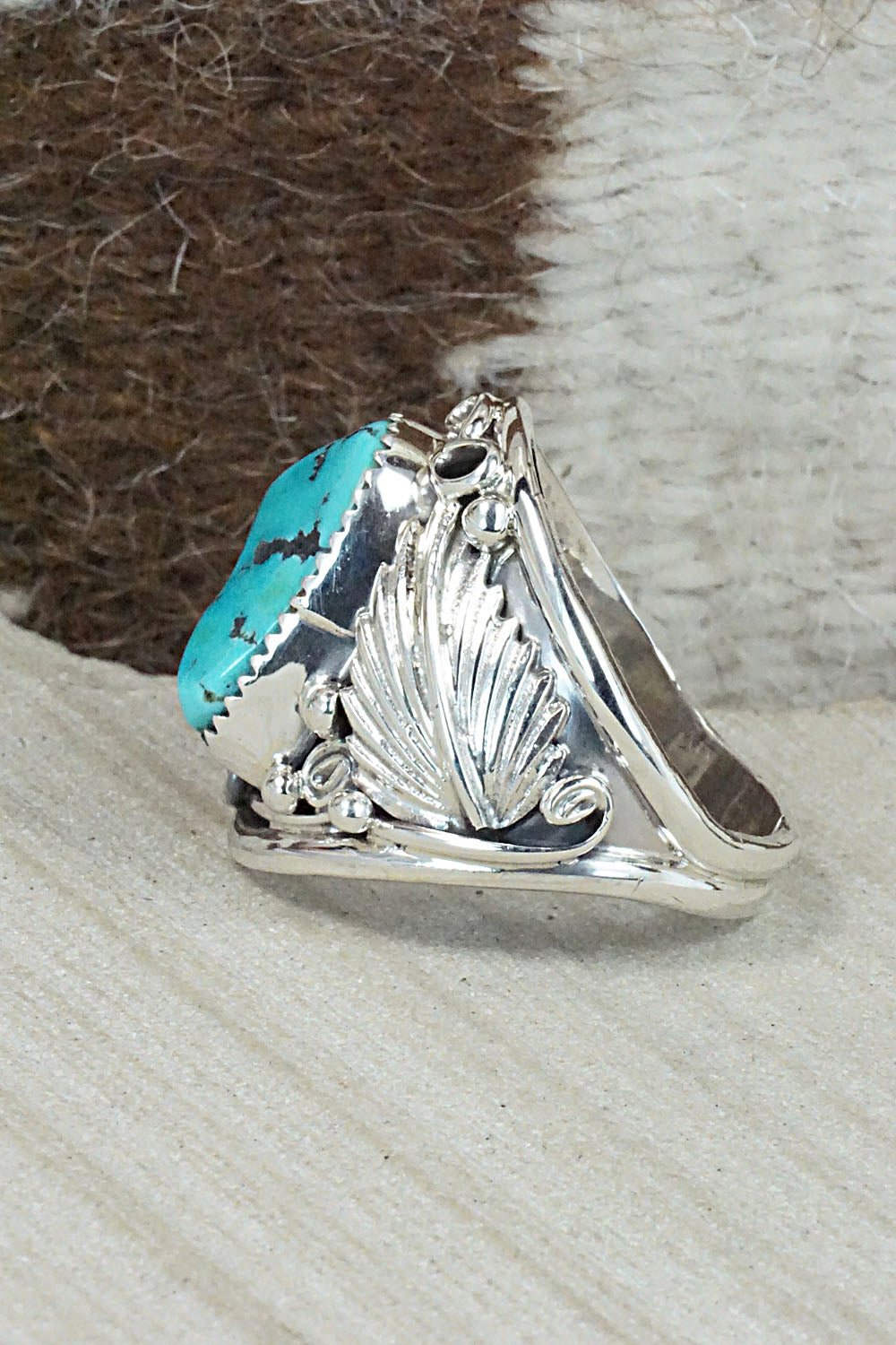 Turquoise & Sterling Silver Ring - Jeannette Saunders - Size 12.75