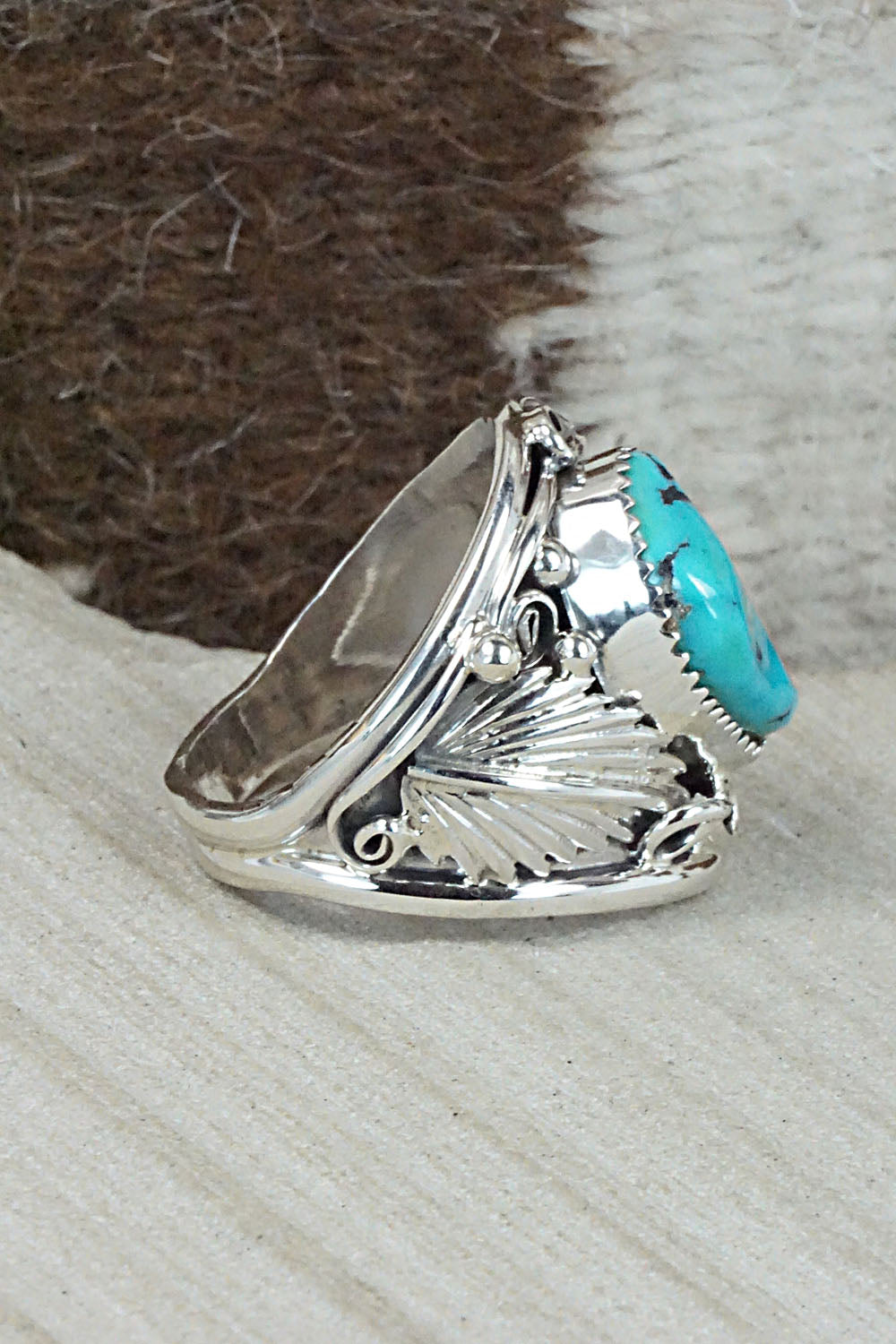 Turquoise & Sterling Silver Ring - Jeannette Saunders - Size 12.75