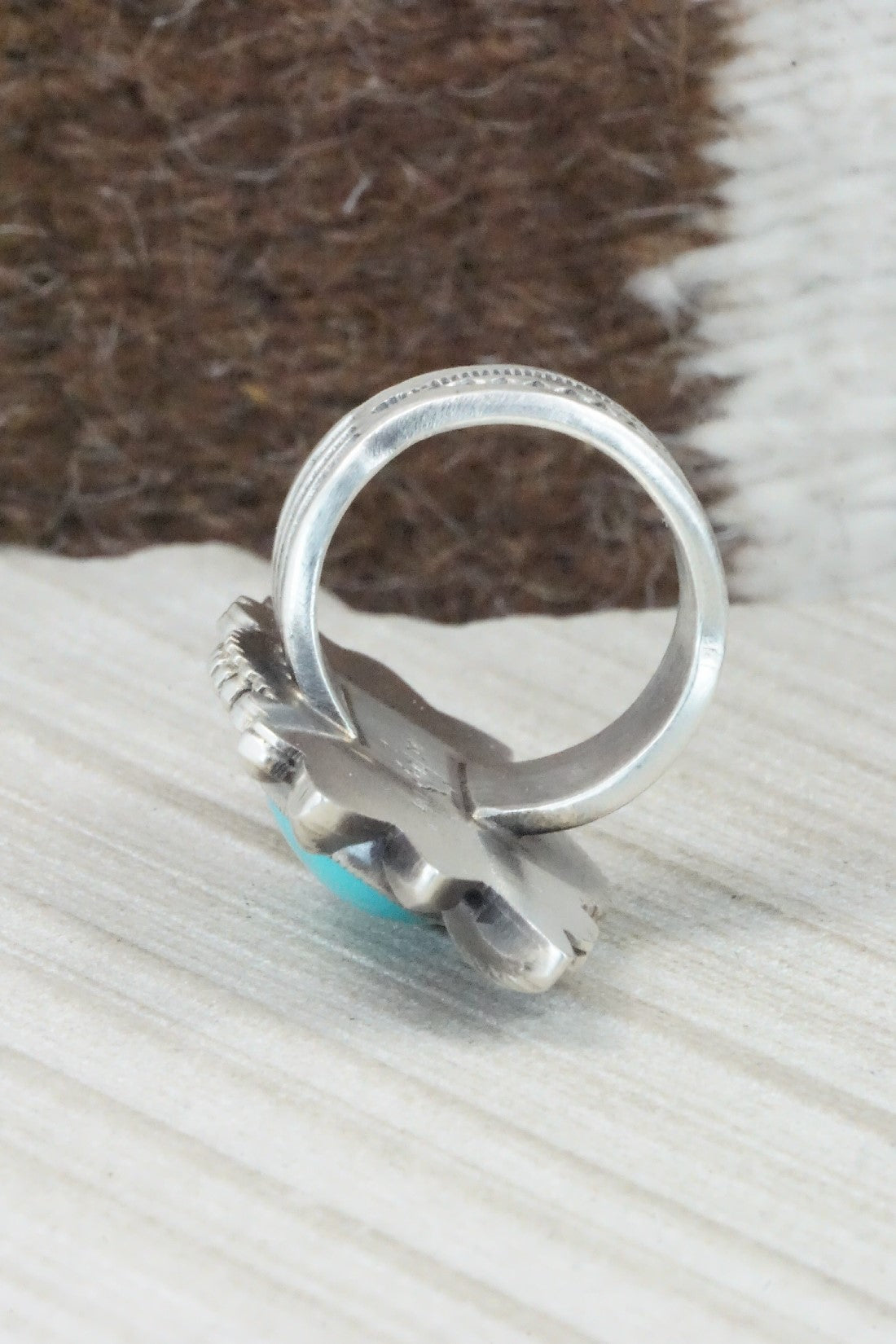 Turquoise & Sterling Silver Ring - Calvin Martinez - Size 8