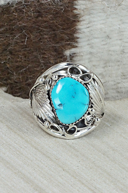 Turquoise & Sterling Silver Ring - Jeannette Saunders - Size 13.25