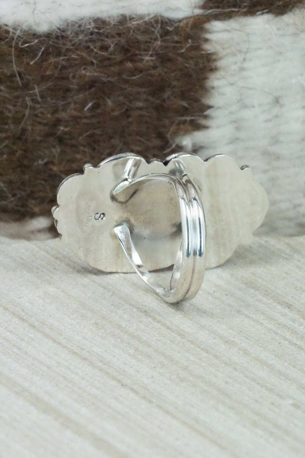 Turquoise & Sterling Silver Ring - Shirley Largo - Size 8.5