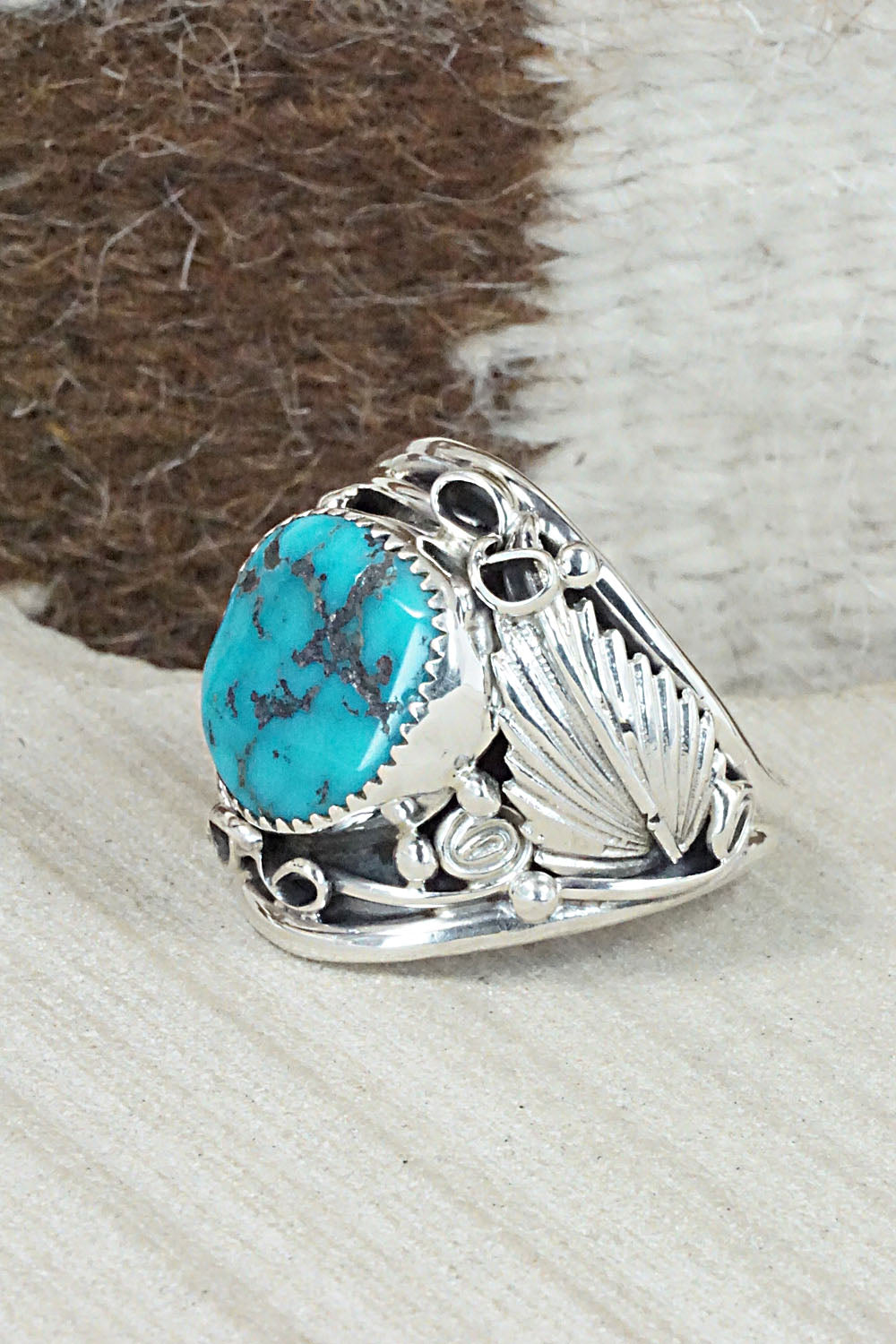 Turquoise & Sterling Silver Ring - Jeannette Saunders - Size 14