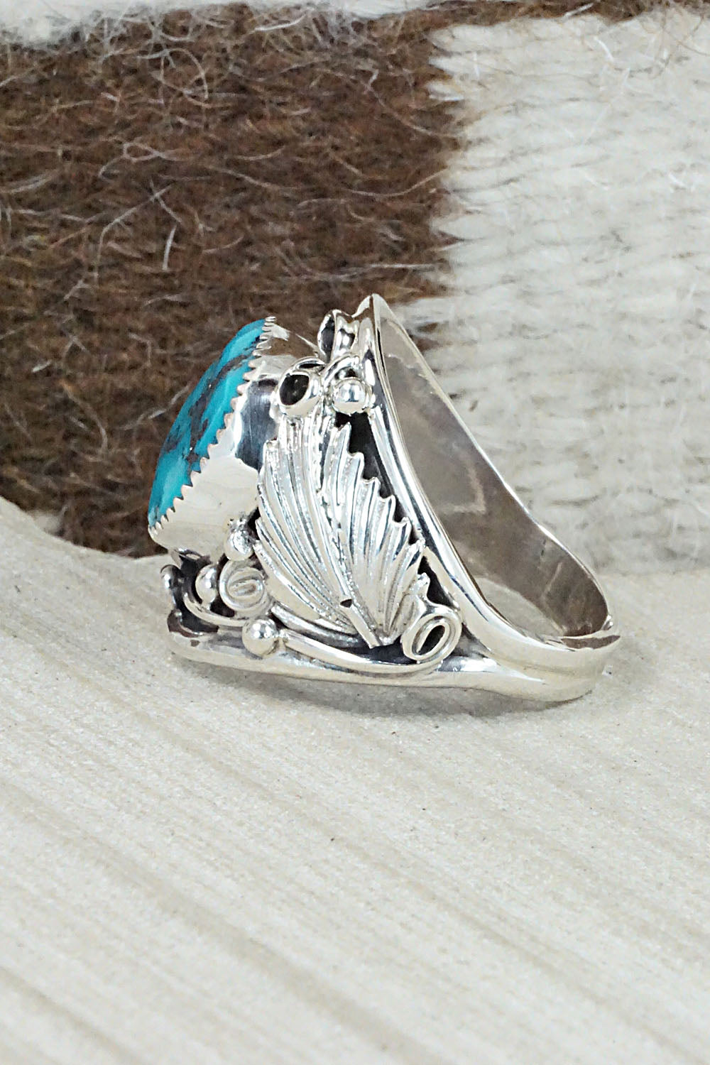 Turquoise & Sterling Silver Ring - Jeannette Saunders - Size 14
