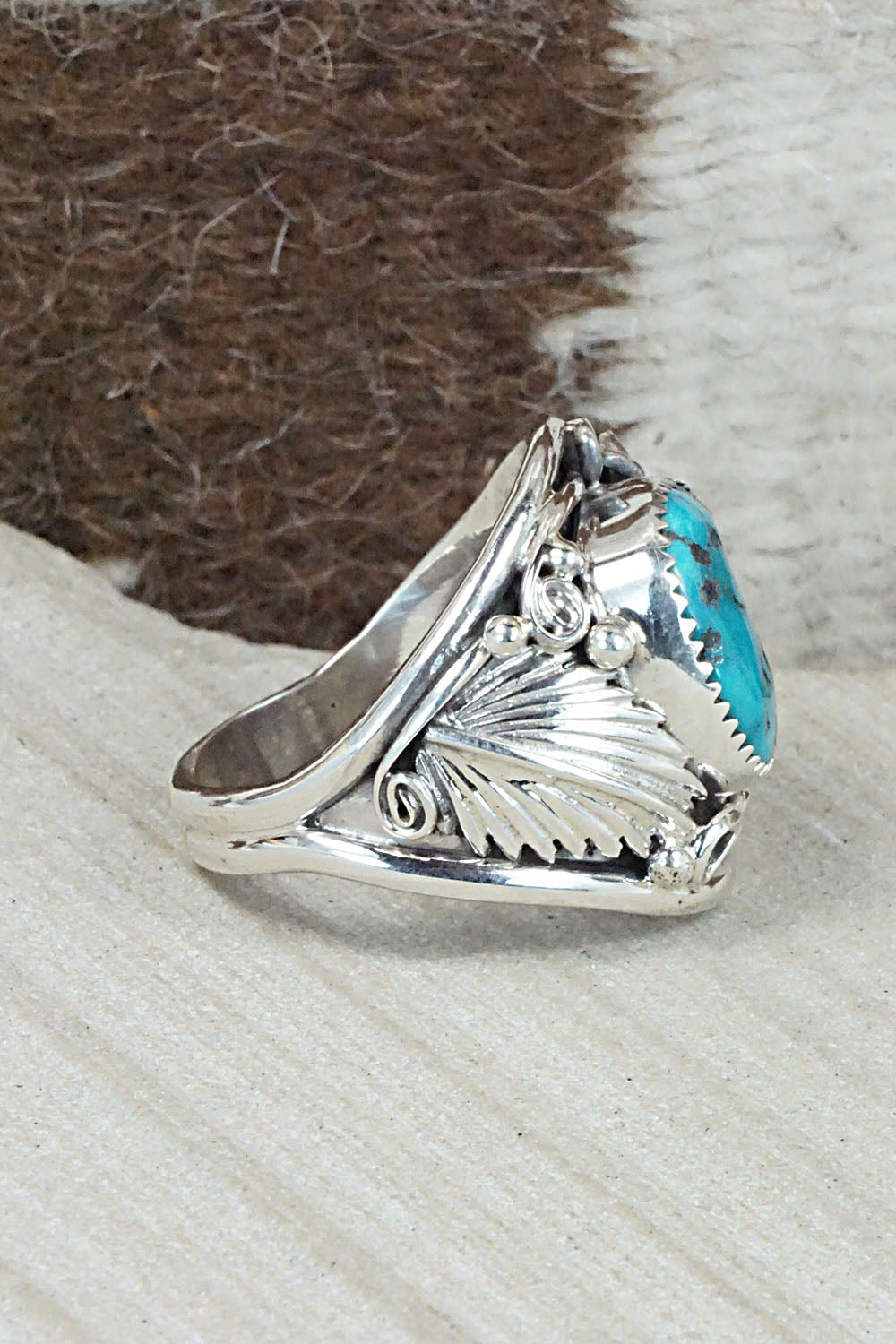 Turquoise & Sterling Silver Ring - Jeannette Saunders - Size 14