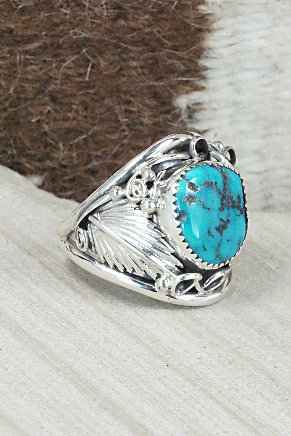 Turquoise & Sterling Silver Ring - Jeannette Saunders - Size 14