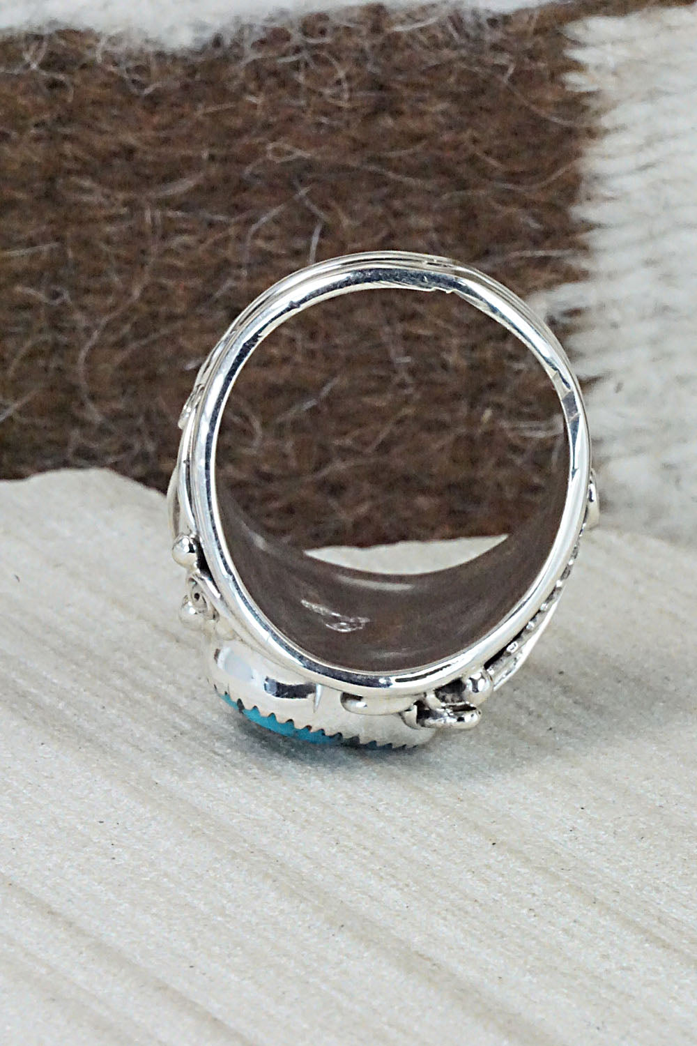 Turquoise & Sterling Silver Ring - Jeannette Saunders - Size 14