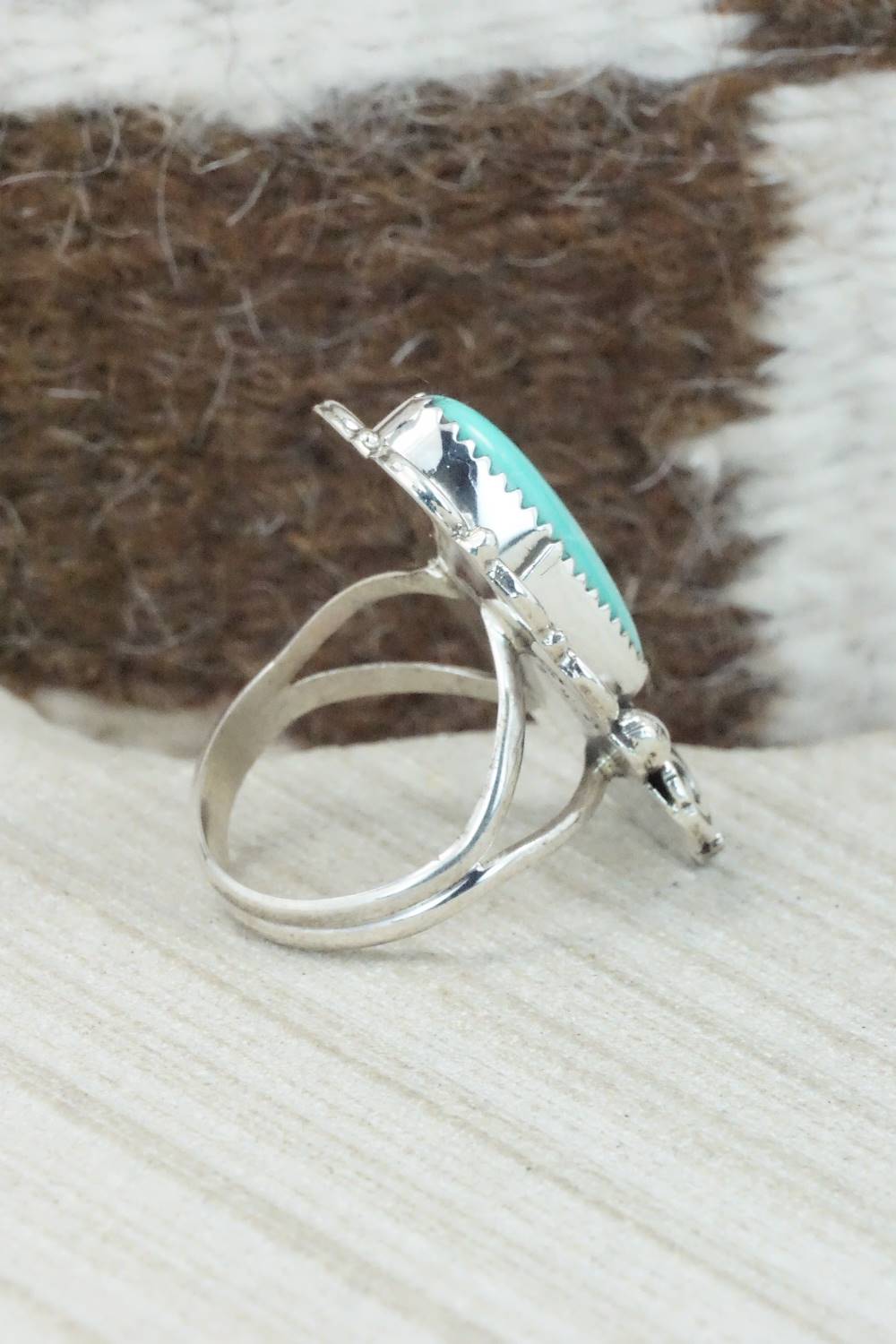 Turquoise & Sterling Silver Ring - Shirley Largo - Size 9
