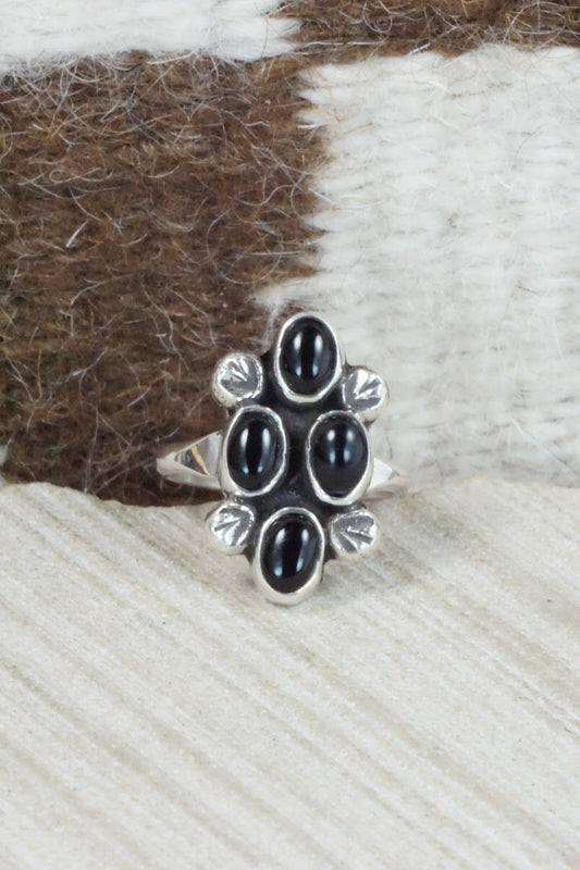 Onyx & Sterling Silver Ring - Priscilla Reeder - Size 8.25