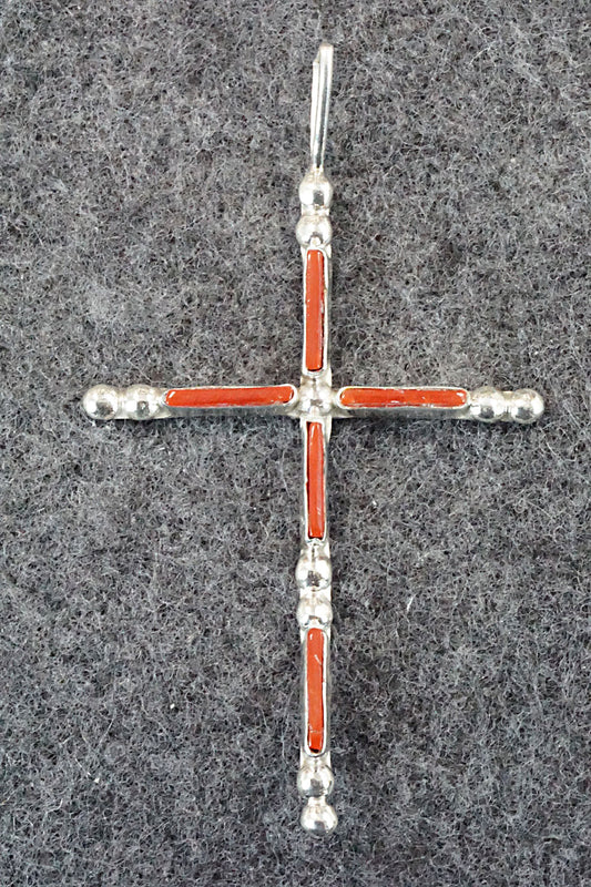 Coral & Sterling Silver Pendant - Diana Bellson