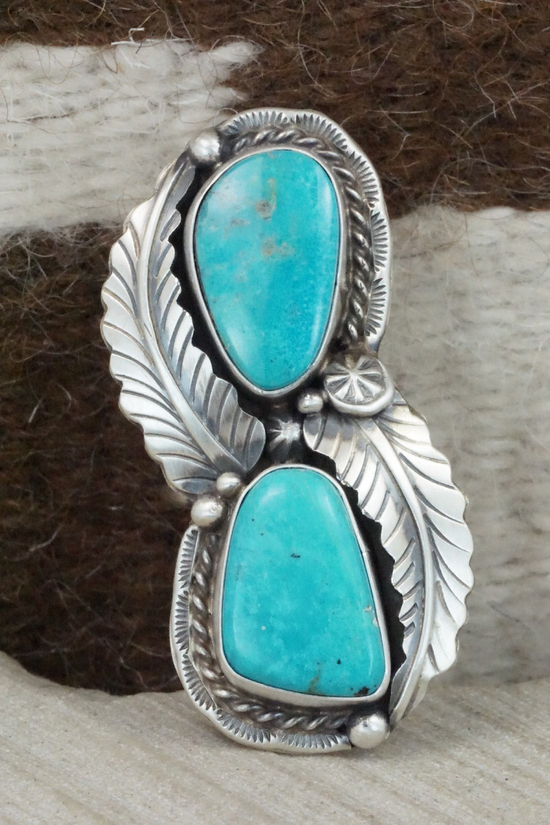 Turquoise & Sterling Silver Ring - Betta Lee - Size 7.5