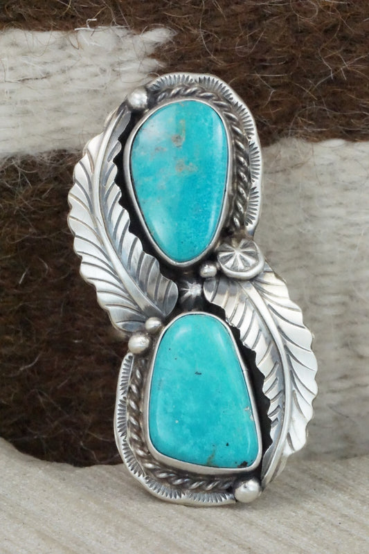 Turquoise & Sterling Silver Ring - Betta Lee - Size 7.5