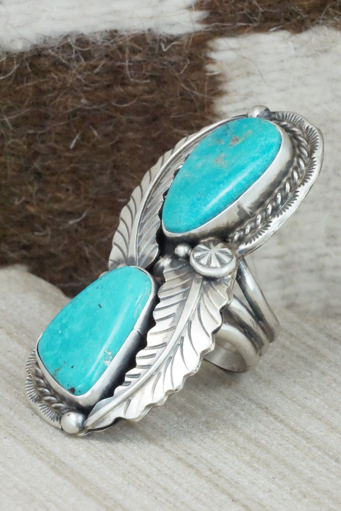 Turquoise & Sterling Silver Ring - Betta Lee - Size 7.5
