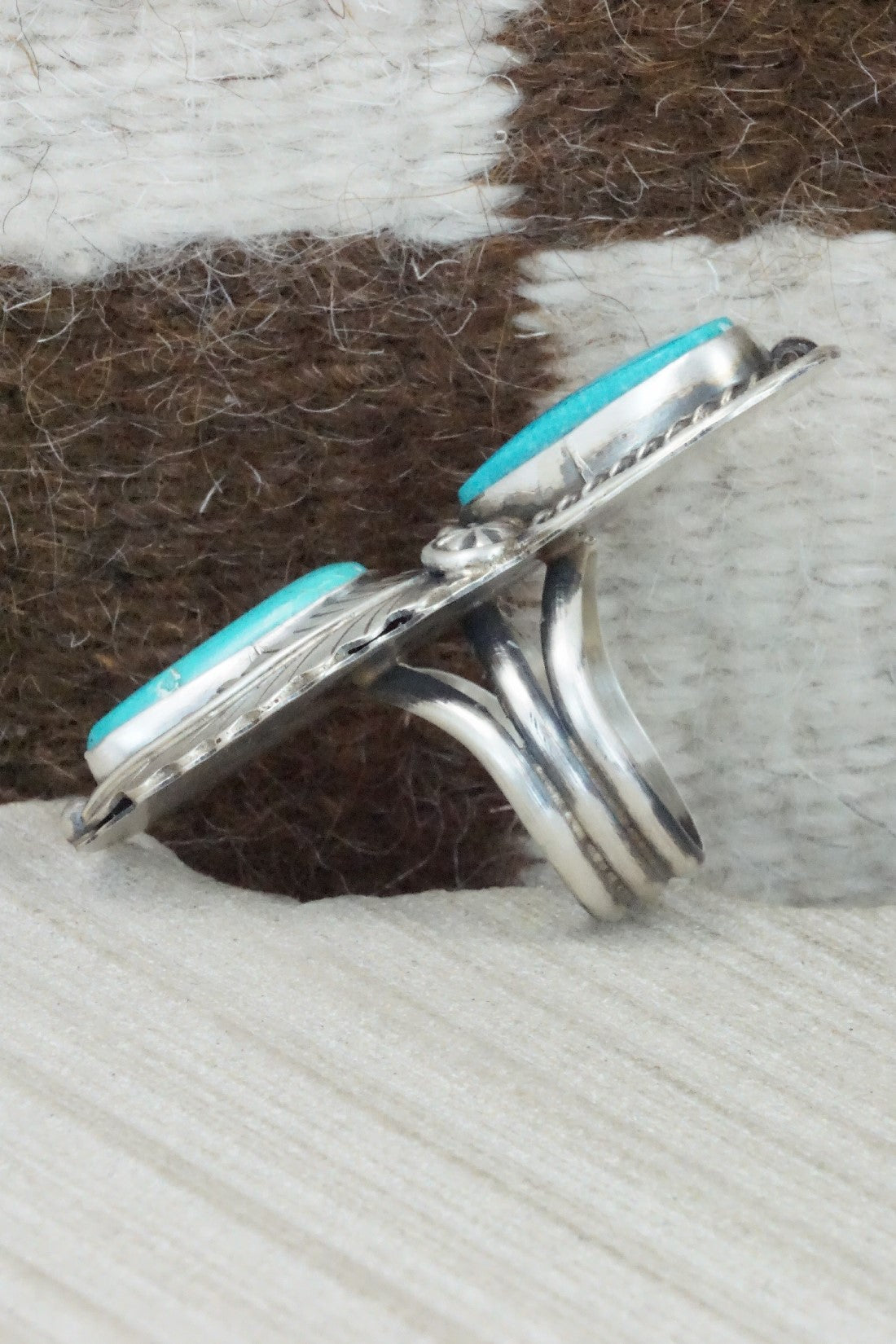 Turquoise & Sterling Silver Ring - Betta Lee - Size 7.5