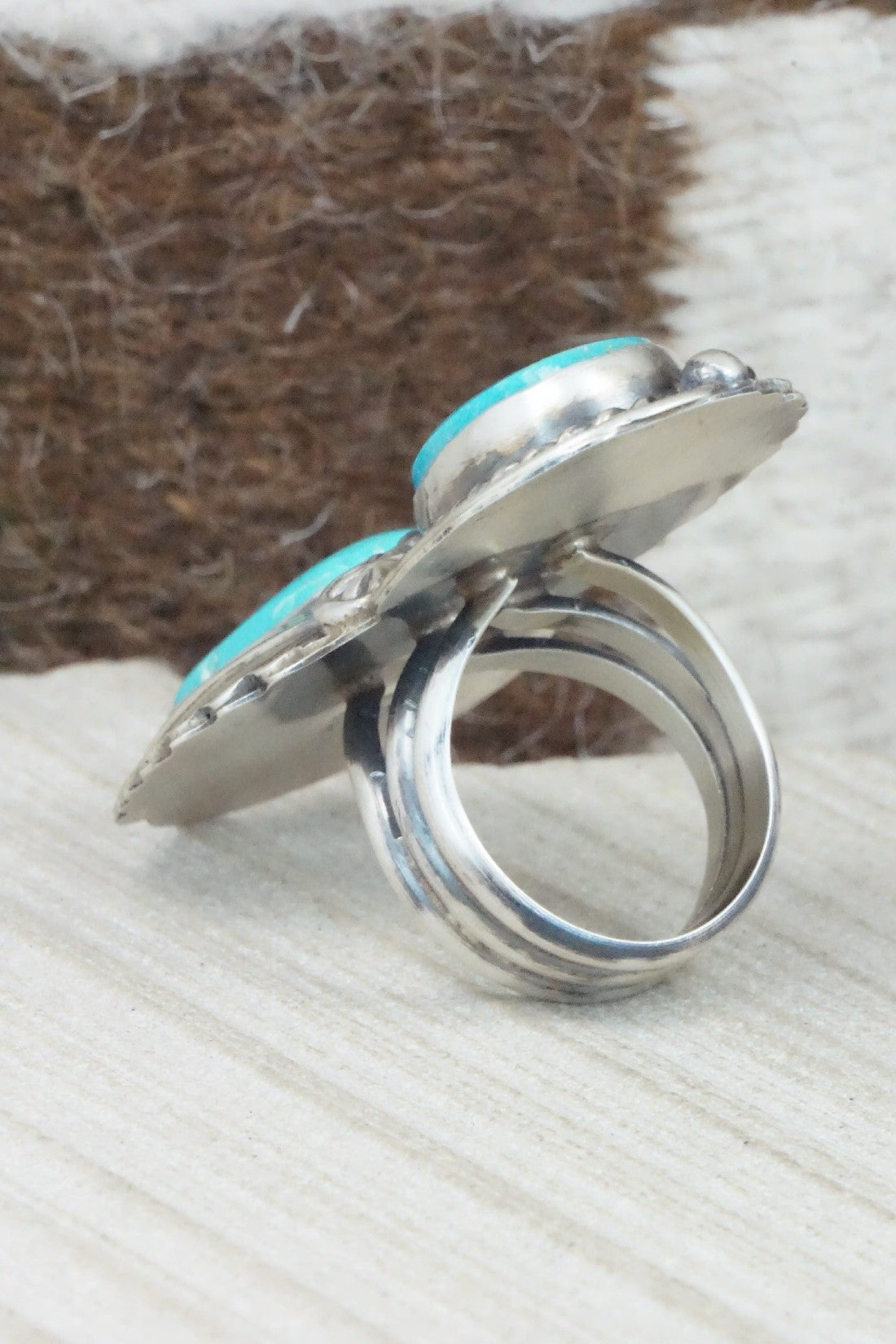 Turquoise & Sterling Silver Ring - Betta Lee - Size 7.5