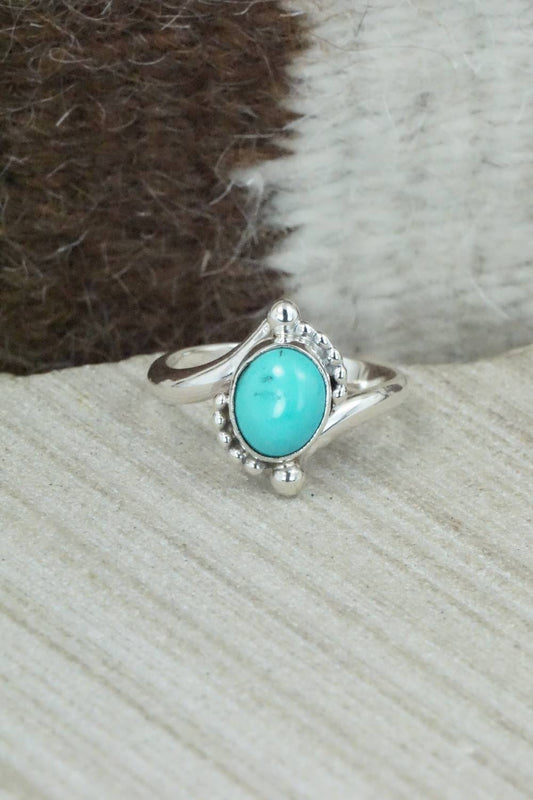 Turquoise & Sterling Silver Ring - Roberta Begay - Size 8.25