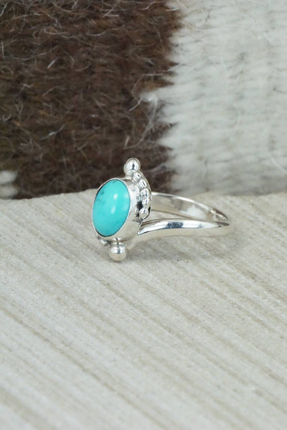 Turquoise & Sterling Silver Ring - Roberta Begay - Size 8.25