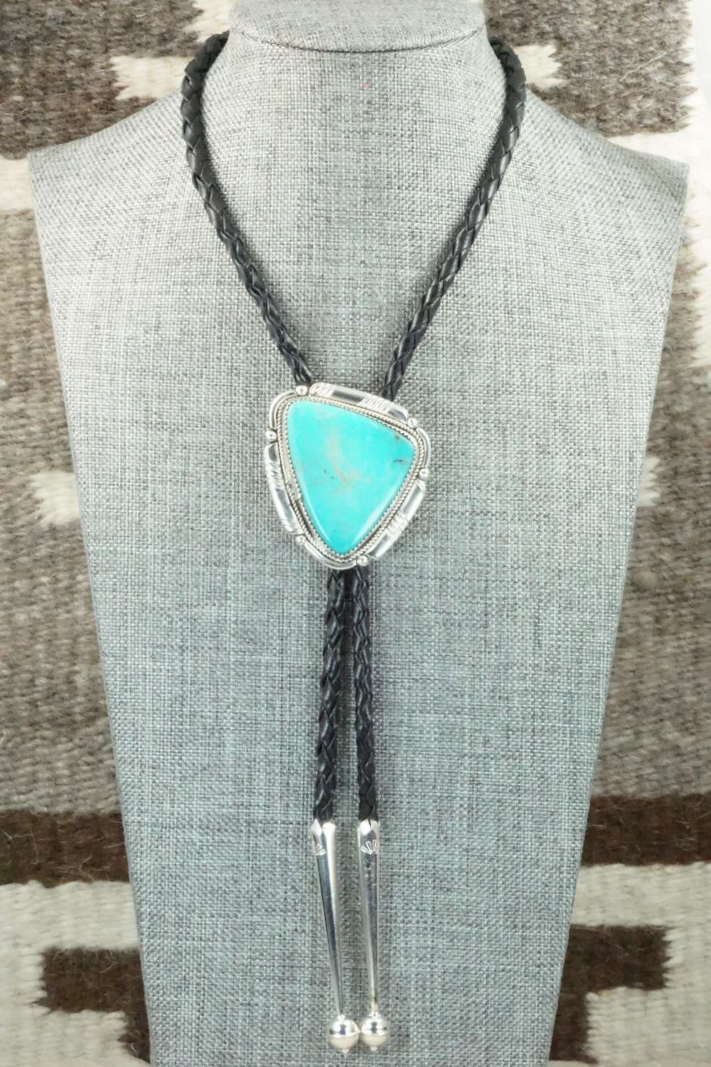Turquoise & Sterling Silver Bolo Tie - Kenny Calavaza
