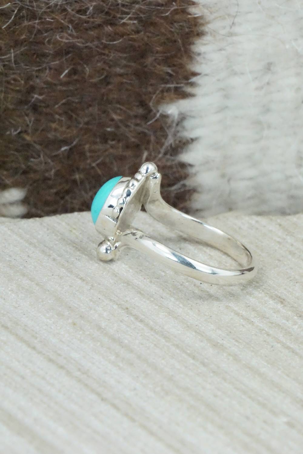 Turquoise & Sterling Silver Ring - Roberta Begay - Size 8.25