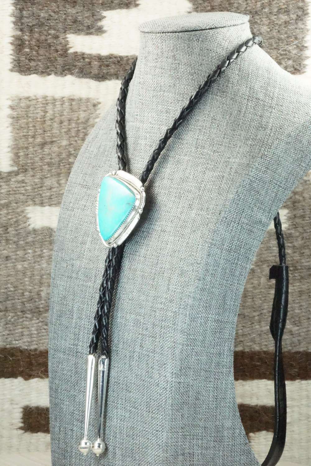 Turquoise & Sterling Silver Bolo Tie - Kenny Calavaza