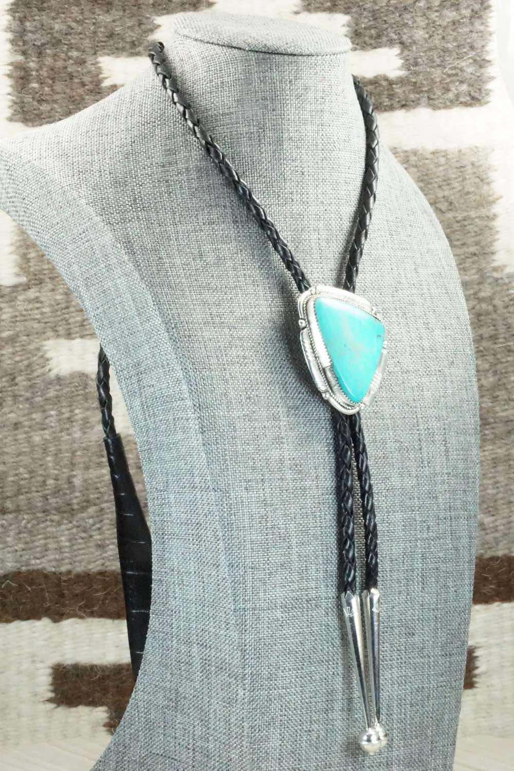 Turquoise & Sterling Silver Bolo Tie - Kenny Calavaza