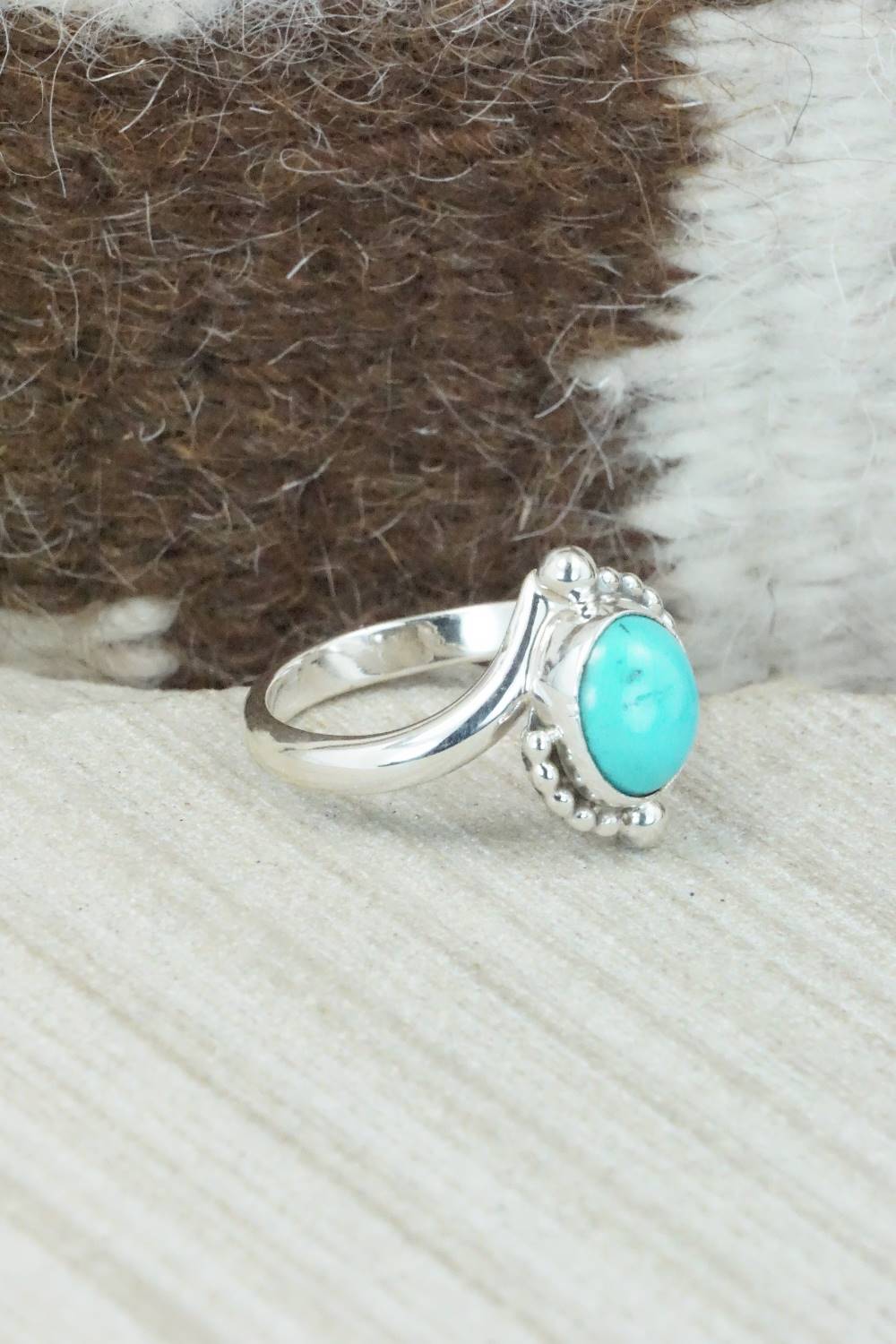 Turquoise & Sterling Silver Ring - Roberta Begay - Size 8.25