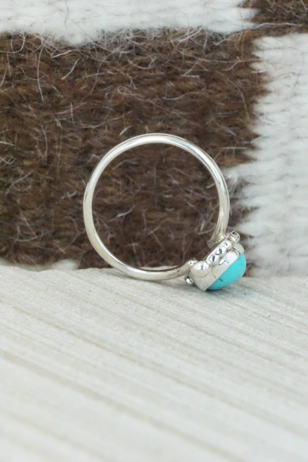 Turquoise & Sterling Silver Ring - Roberta Begay - Size 8.25