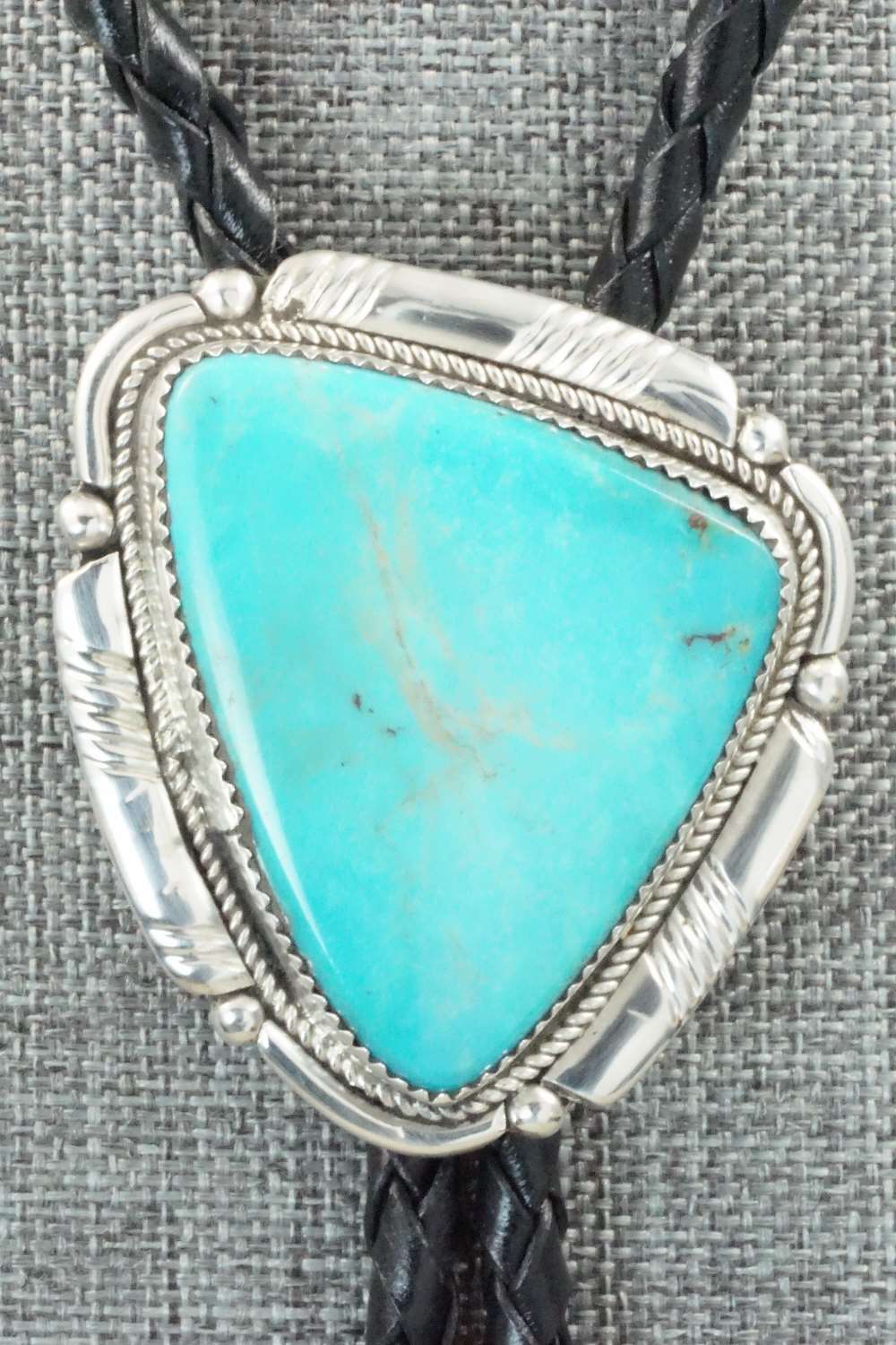 Turquoise & Sterling Silver Bolo Tie - Kenny Calavaza